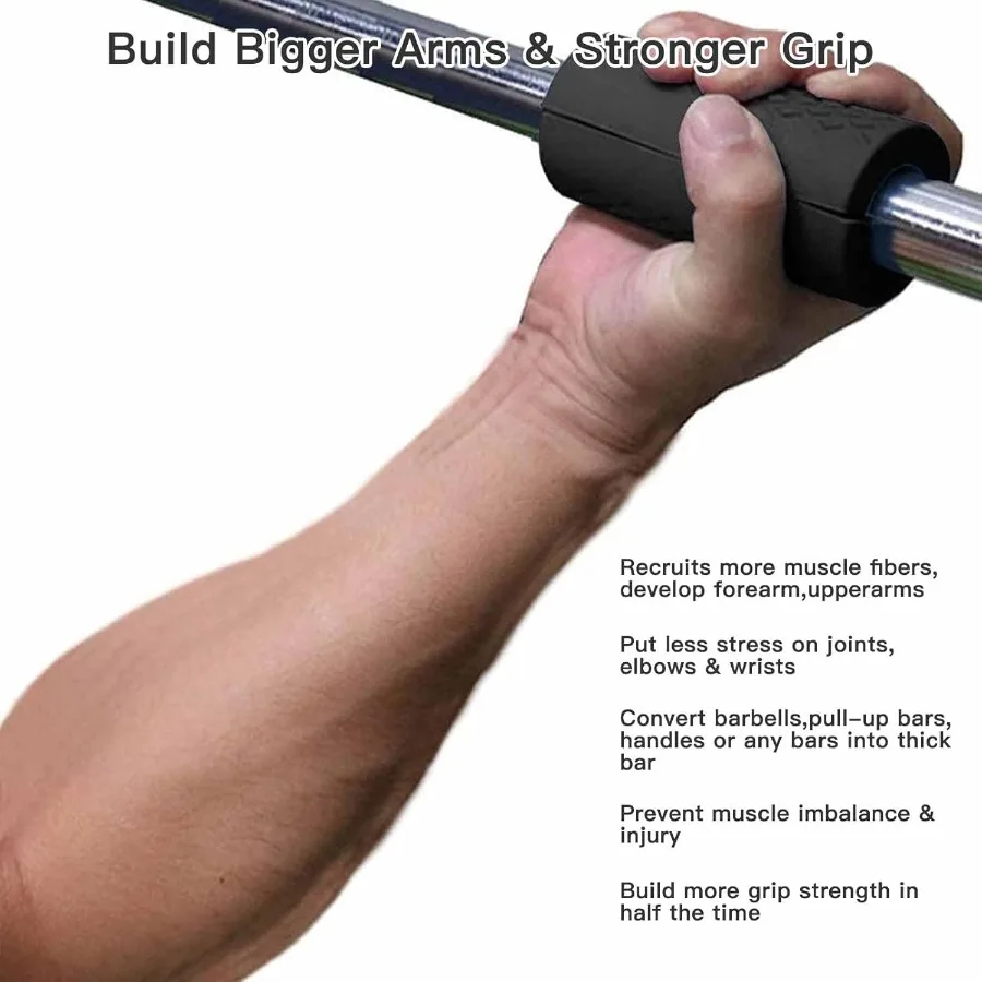 مقابض دمبل سميكة لرفع الأثقال، مقابض صالة الألعاب الرياضية من مطاط السيليكون عالي الكثافة غير قابلة للانزلاق لنمو العضلات وإجهاد اليد