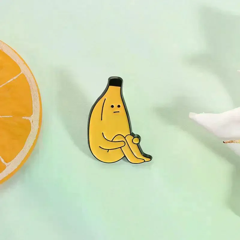 Lazy Banana Enamel Pin Brooch Cartoon Fruit Cute Lapel Badge for Jacket School Uniform Decor