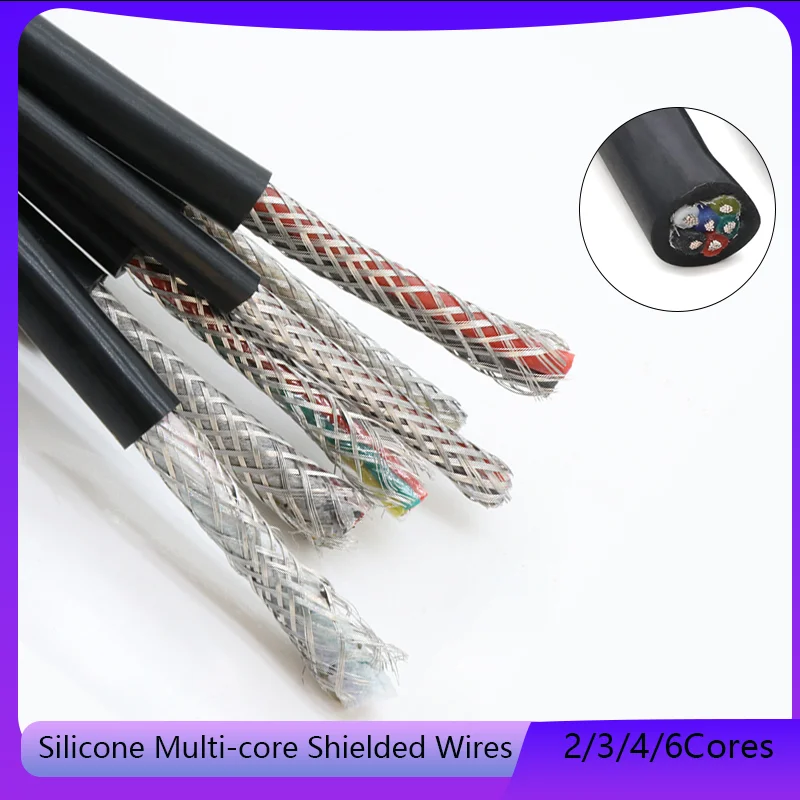 

3/5/10M Soft Silicone Cable Sq 0.3mm ~ 2.5mm High Temperature Resistant Cable 2/3/4/6Core Multi-core Power Control Signal Line