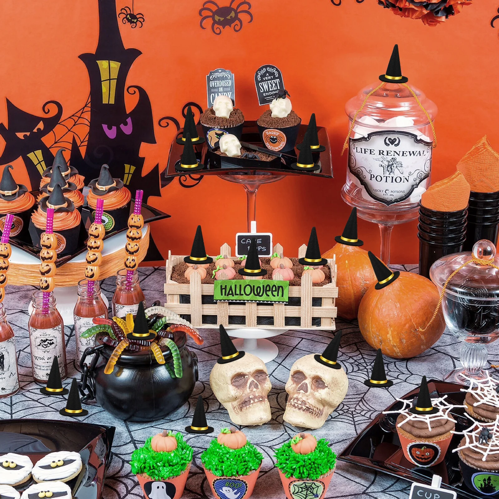 

Small Witches Hats Wine Bottle Decor Mini Decorative Fiesta Minature Staff Halloween