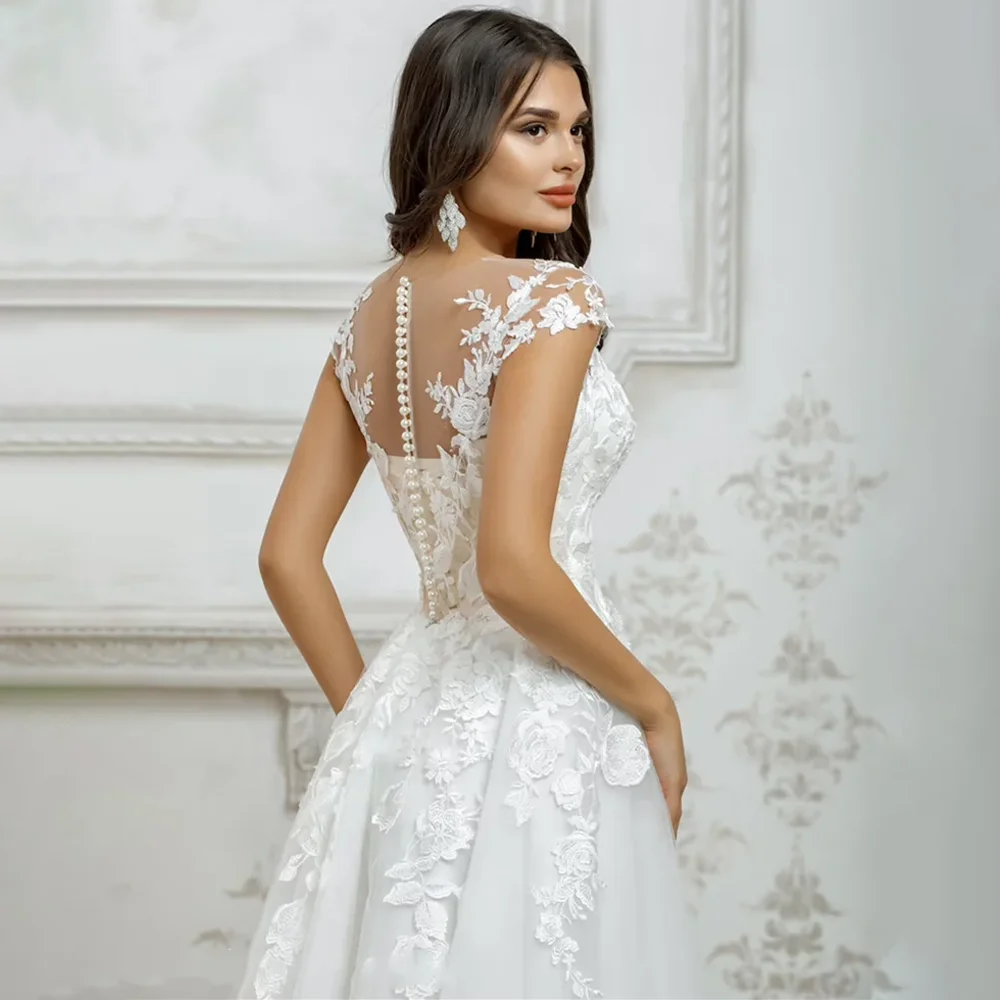 Manruixin branco simples vestido de casamento curto manga boné apliques personalizados boho vestido de noiva princesa bonito robe de mariée