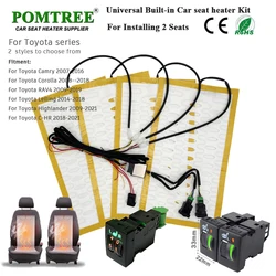 12V Car Seat Heater Kit Fit 2 Seats for Toyota Camry Carola with 25W Alloy Wire Heating Pads and Dedicated Dual Control Switch