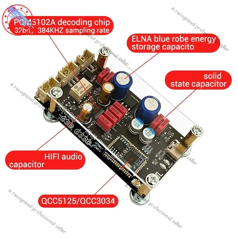 

ZK-QCC QCC5125 QCC3034 Плата декодера без потерь Bluetooth 5.1 APTX LDAC аудиофильского класса