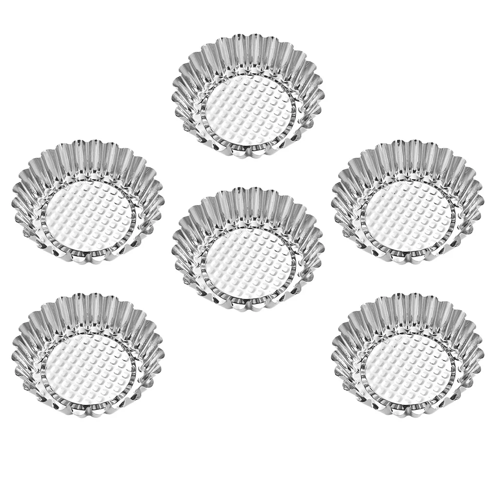 

6pcs Egg Tart Molds Stainless Steel Reusable Baking Dessert Molds For Cake Pastry Flower Shape Non Stick Baking Pan
