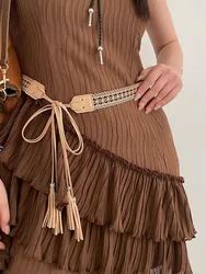 Braided Hollowed-Out Ethnic Belt New Bohemian Accessories Thin Leather Belt With Skirt Ins High-End Sense Of Versatile