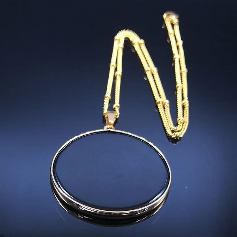 Black Obsidian Natural Stone Disc Shape Pendant Necklace for Women Gold Color Reiki Healing Energy Chain Necklaces Jewelry Gift