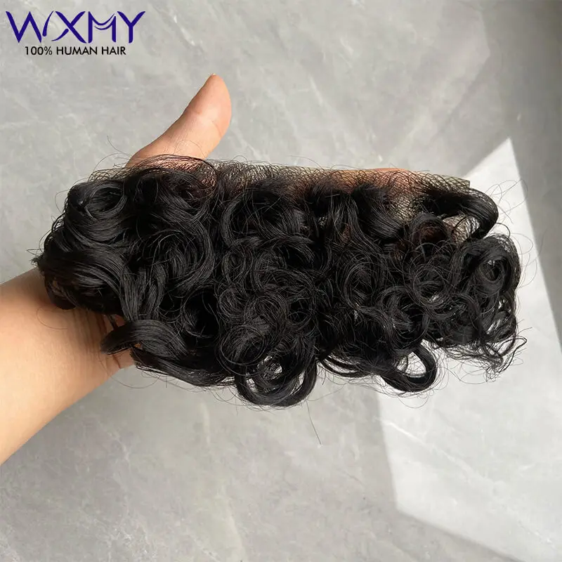 Thin Skin Toupee Man Wig Curly Hair Front Hairline V Style Human Hair Men's Wigs Realistyczna linia włosów 100% Human Hairpiece Systems