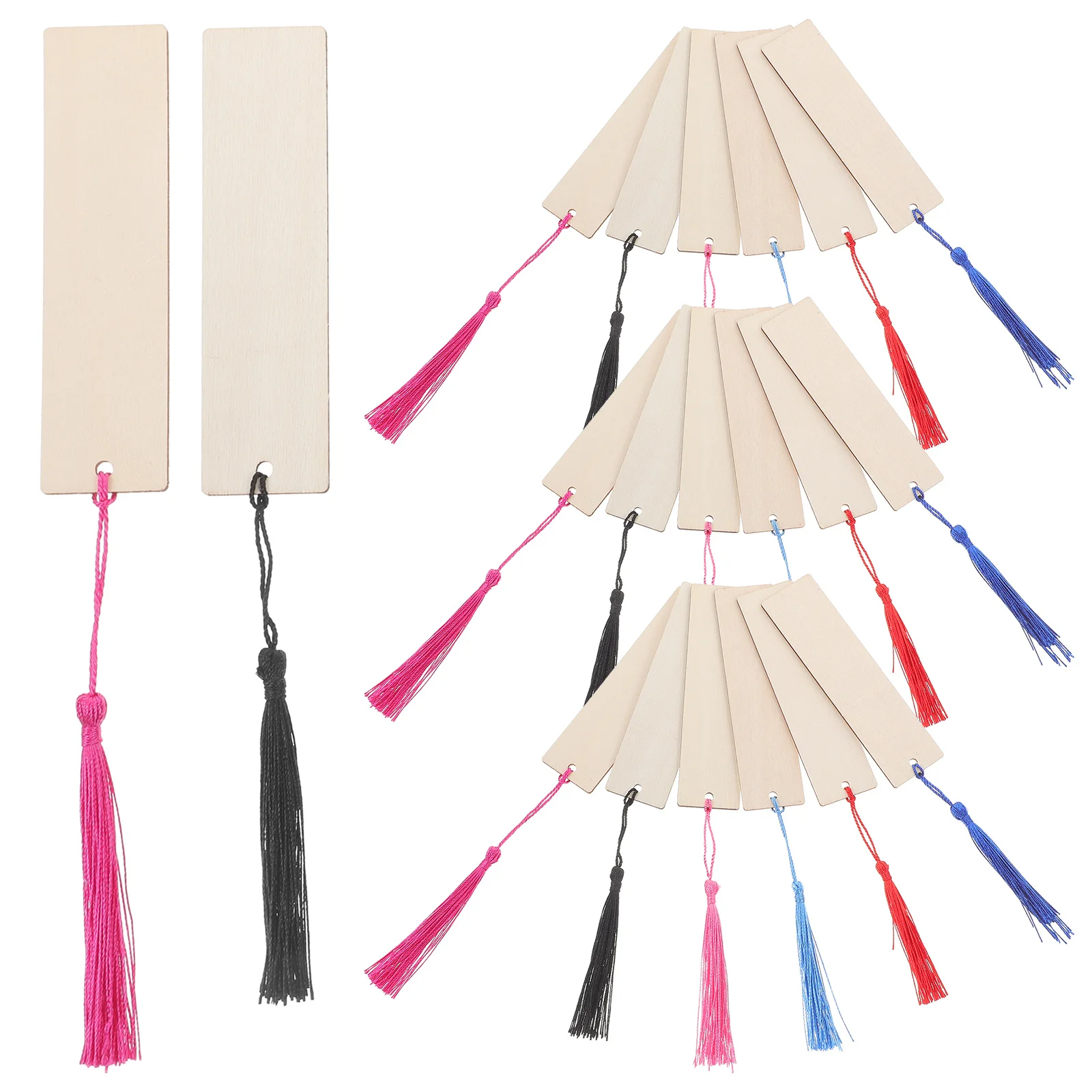 

36 set Blank Bookmarks Wood Diy Unfinished Natural Graffiti Craft Tassel Decor Valentine Mother Father Day Gift Student