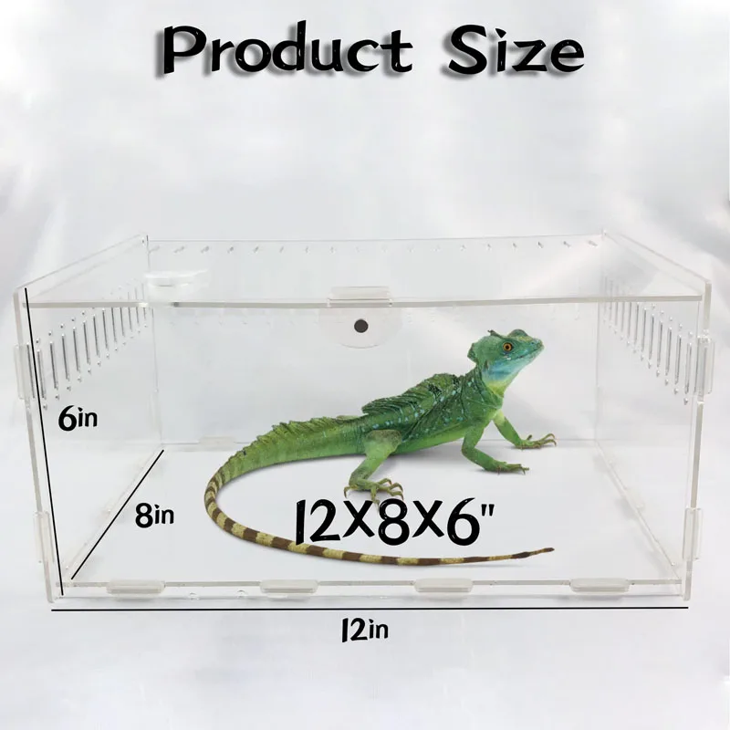 Magnetic Acrylic Reptile Cage Transparent Enclosure Reptile Breeding Box Terrarium Tank For Tarantula Lizard Snake Hermit