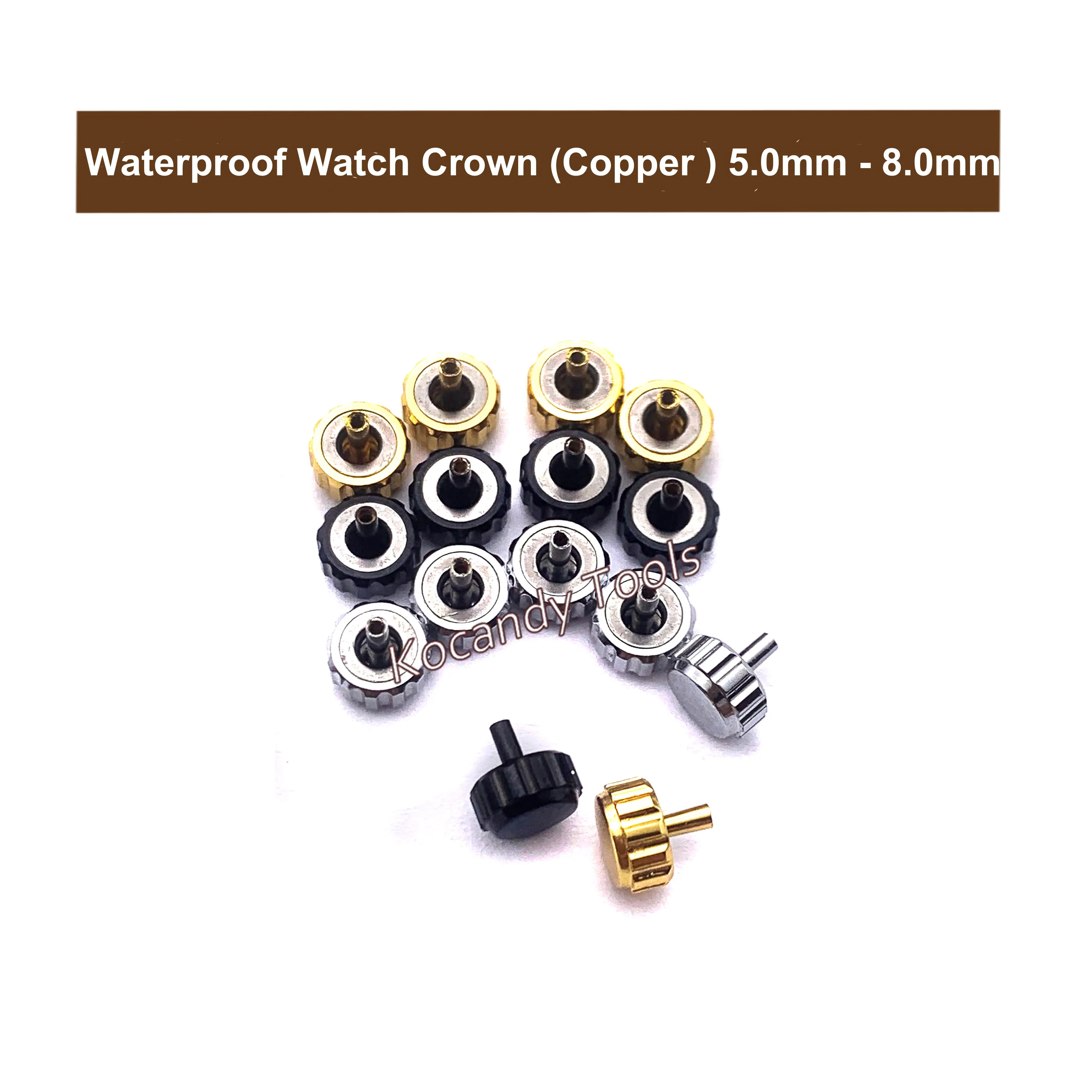 5.0mm - 8.0mm Waterproof Watch Crown for Watch Repair Parts and Replacement With Gold and Silver Colour