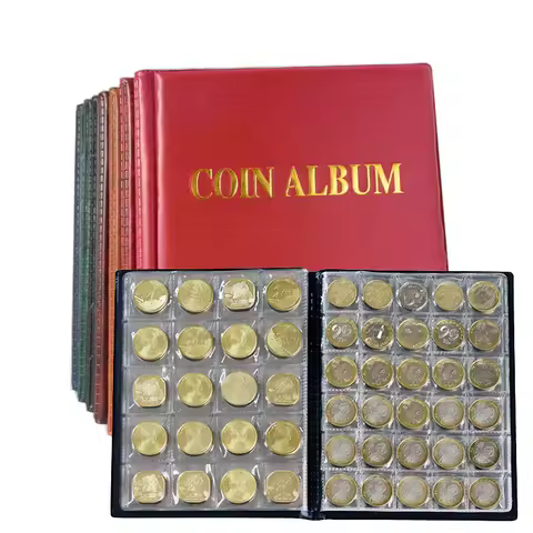 250 Grid Medium-sized Coin Album, Professional Coin Collection Artificial Leather Money Organizer Storage Bags household Album