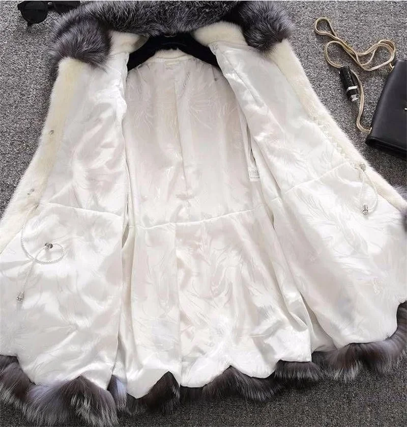 سترة نسائية من الفرو الصناعي معطف فرو قطيفة فاخر متوسط الطول مع قلنسوة من الفرو الصناعي معطف خارجي للنساء ملابس خارجية شتوية