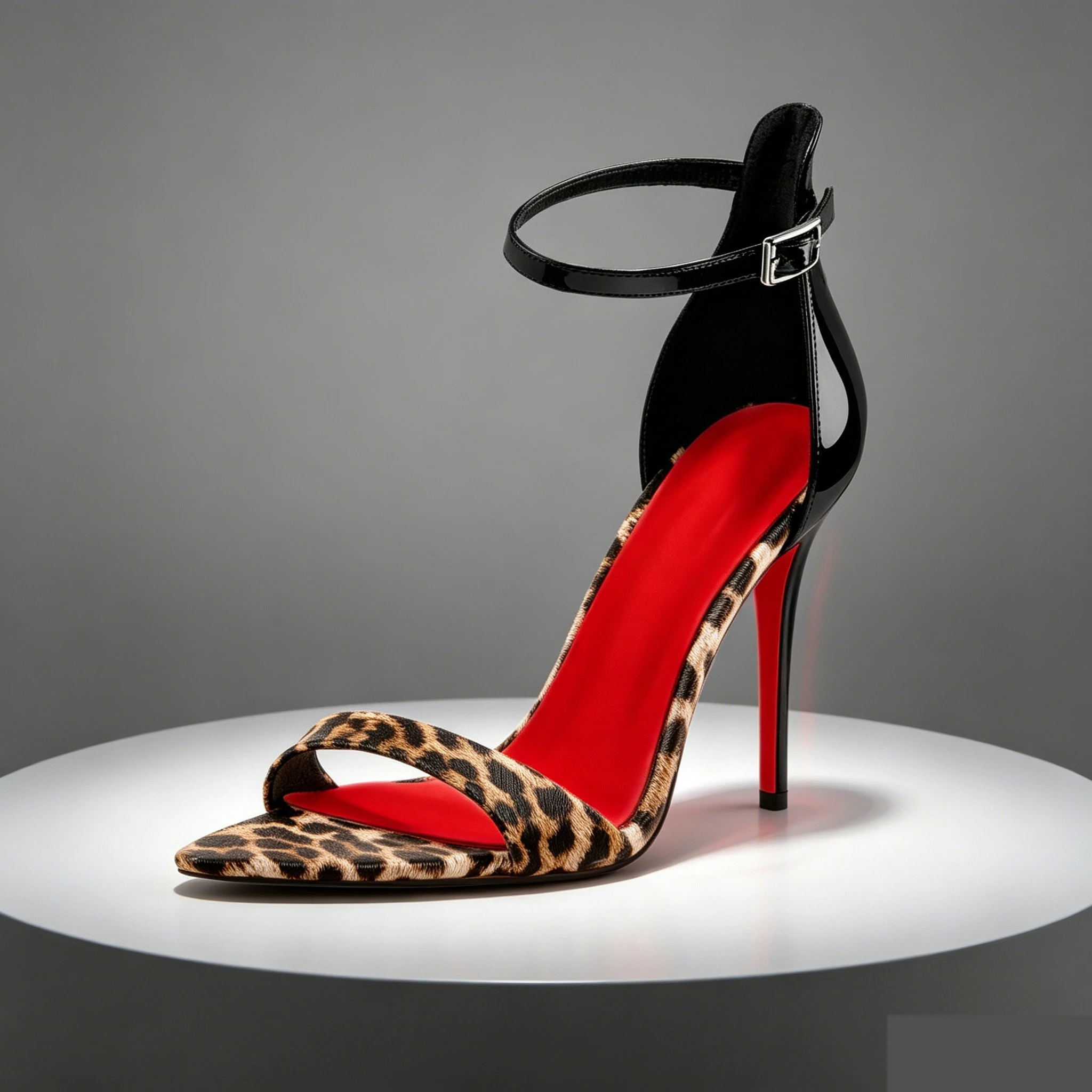 26 style sexy plus-size leopard print 12cm red-soled high heels with pointed toes and strappy design, and 12cm stiletto sandals