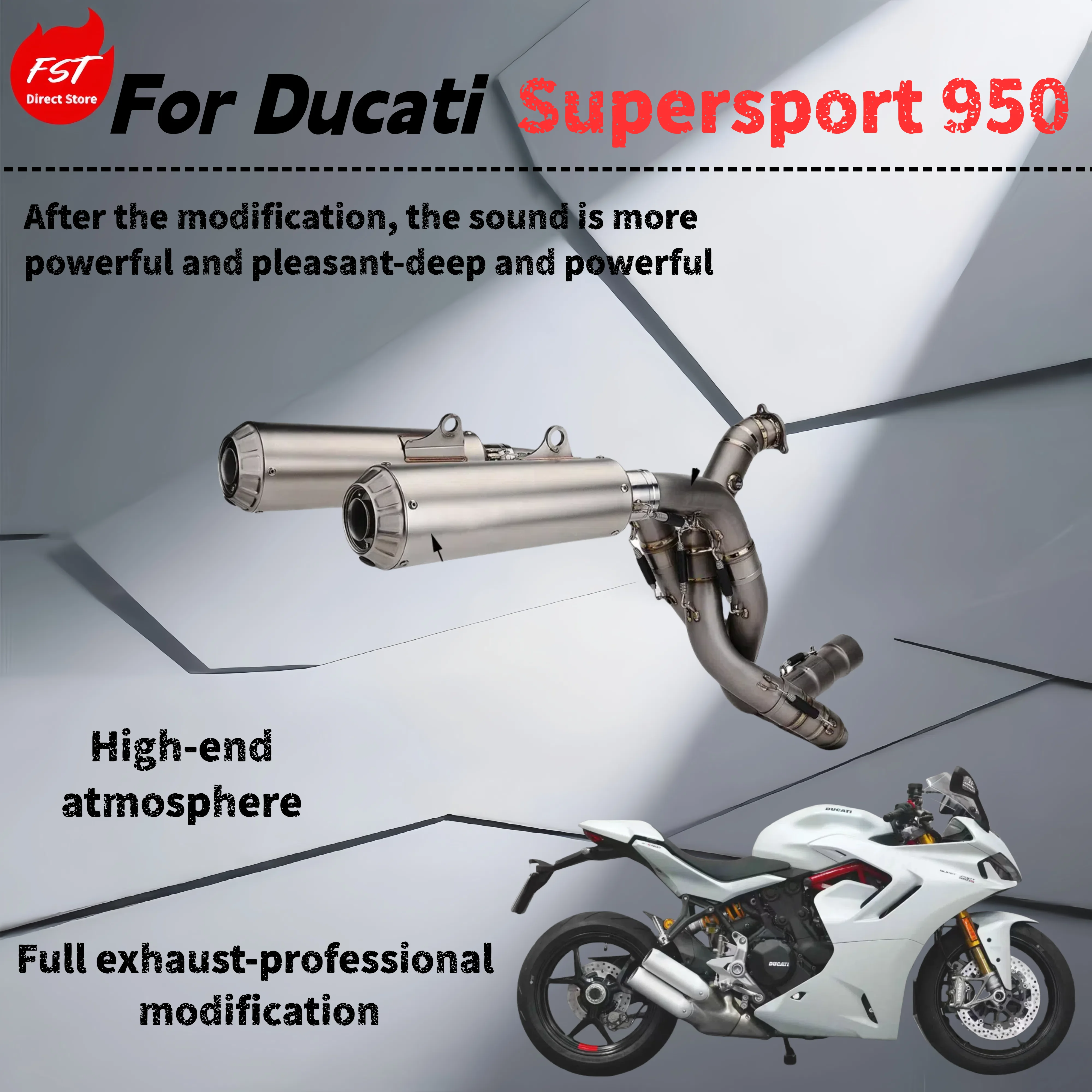 

For Ducati Super Sport 950-Modified full exhaust pipe-the sound is deep, rich and powerful