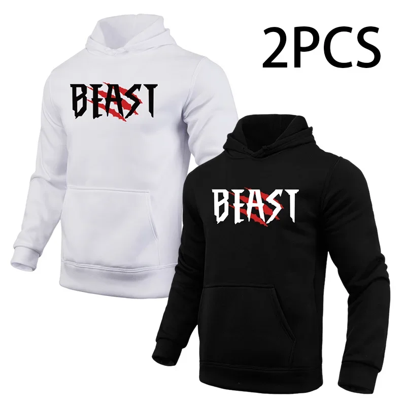 

2 in 1 Hoodie for Man Beast Print Fall Winter Daily Casual Sport Jogger Sweatshirt Home Outdoor Comfort Warm Fashion Pullover