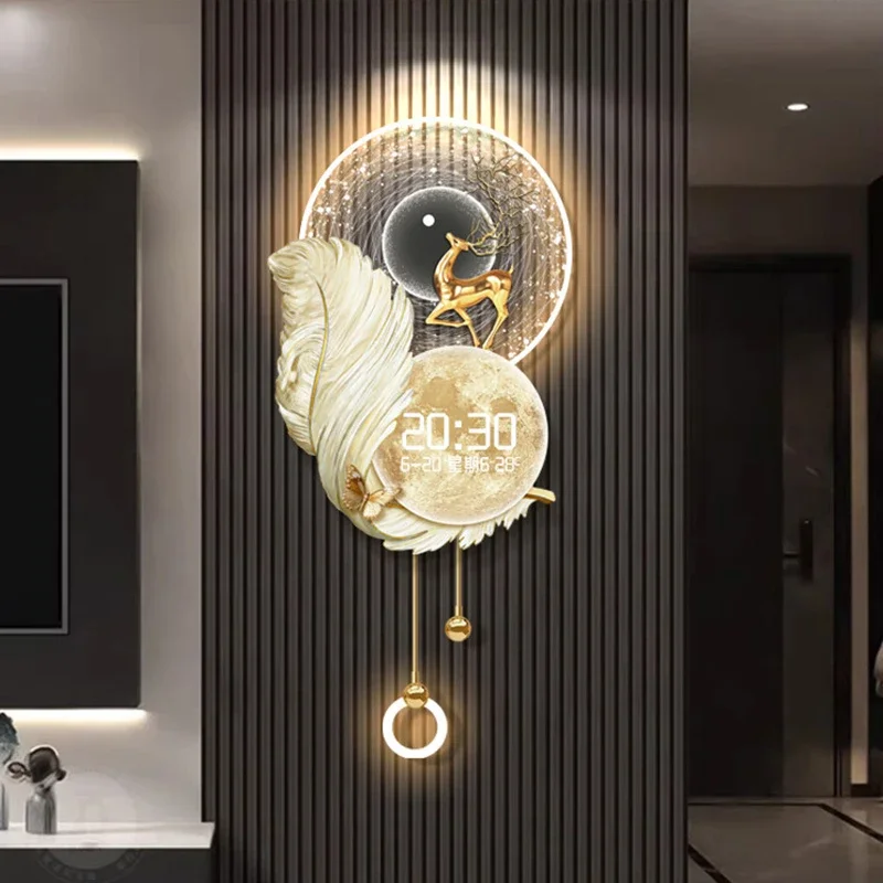 A*-Luxury Digital Clock Wall Living Room Art Mural Vintage Interior Aesthetic Wall Clocks Creative Fashion Wanduhr Wall Decor./