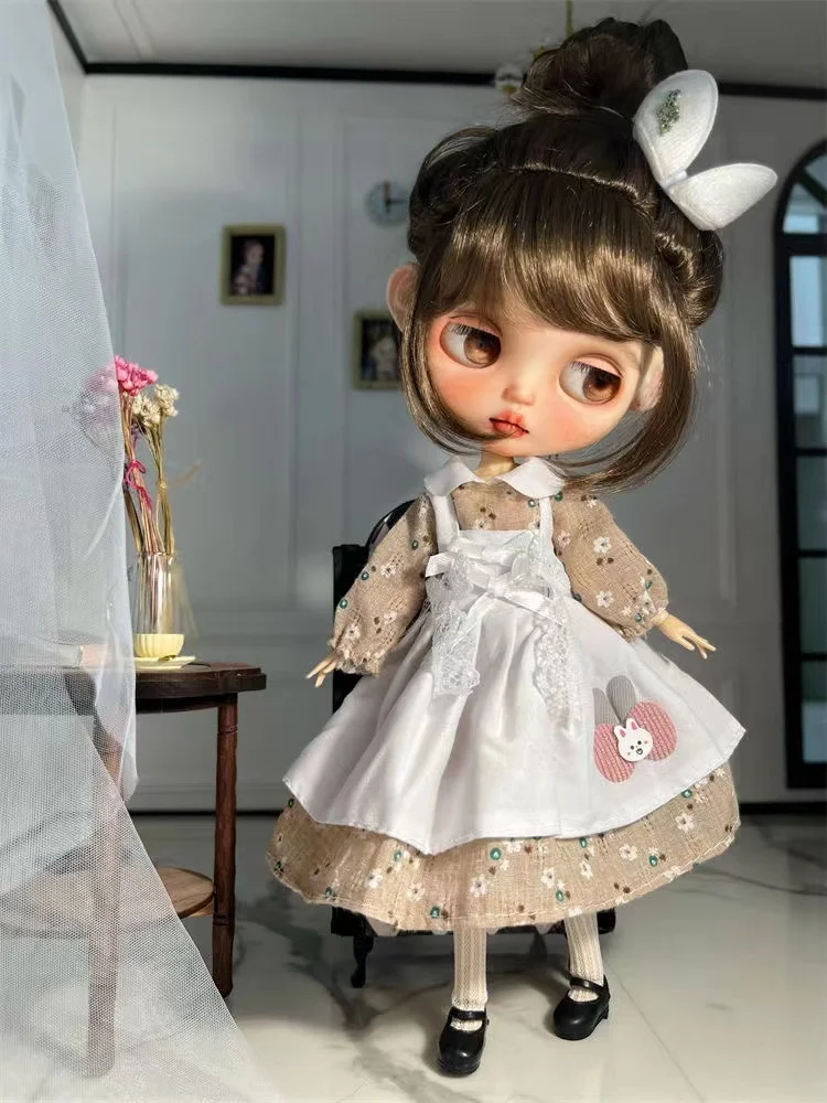 Baru 1/6 Blythes Boneka Pakaian OB24 Tubuh Gaun Set Lengkap Hiasan Kepala Kaus Kaki DIY Boneka Aksesoris untuk Teman Hadiah