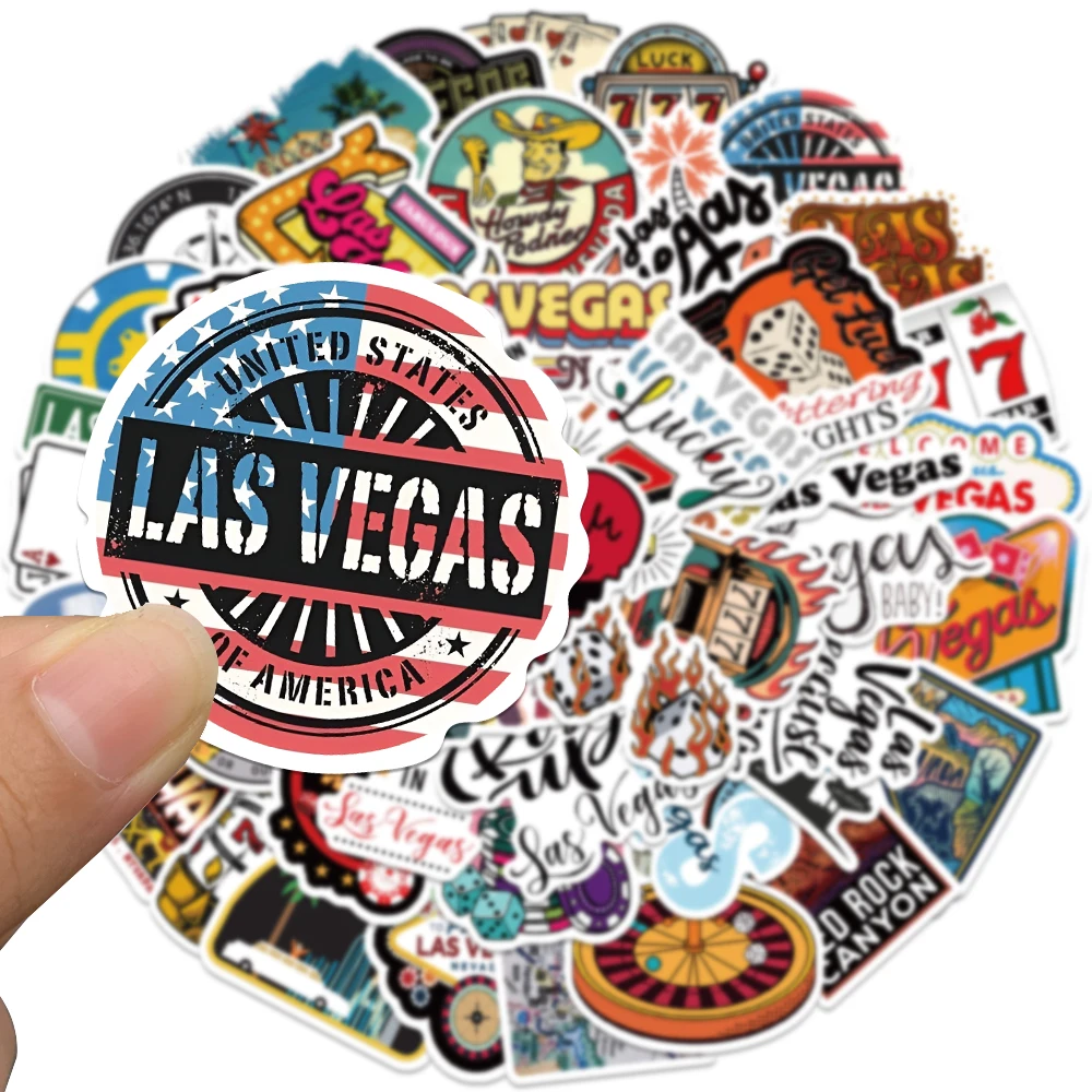 50pcs American Las Vegas Nevada Stickers Cartoon Graffiti Decals For Laptop Luggage Skateboard Scrapbook Diary Stickers