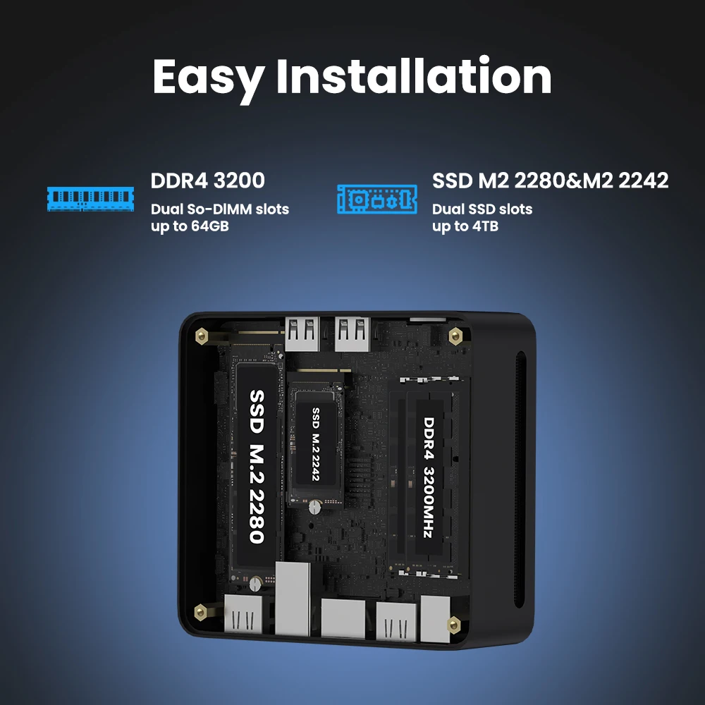 Mini PC Ordenador Genmachine AMD Ryzen 5 5600H Mini PC - 6C/12T, 15W Low Power, Radeon Graphics, Dual M.2 NVMe, WiFi 6 - Ultra