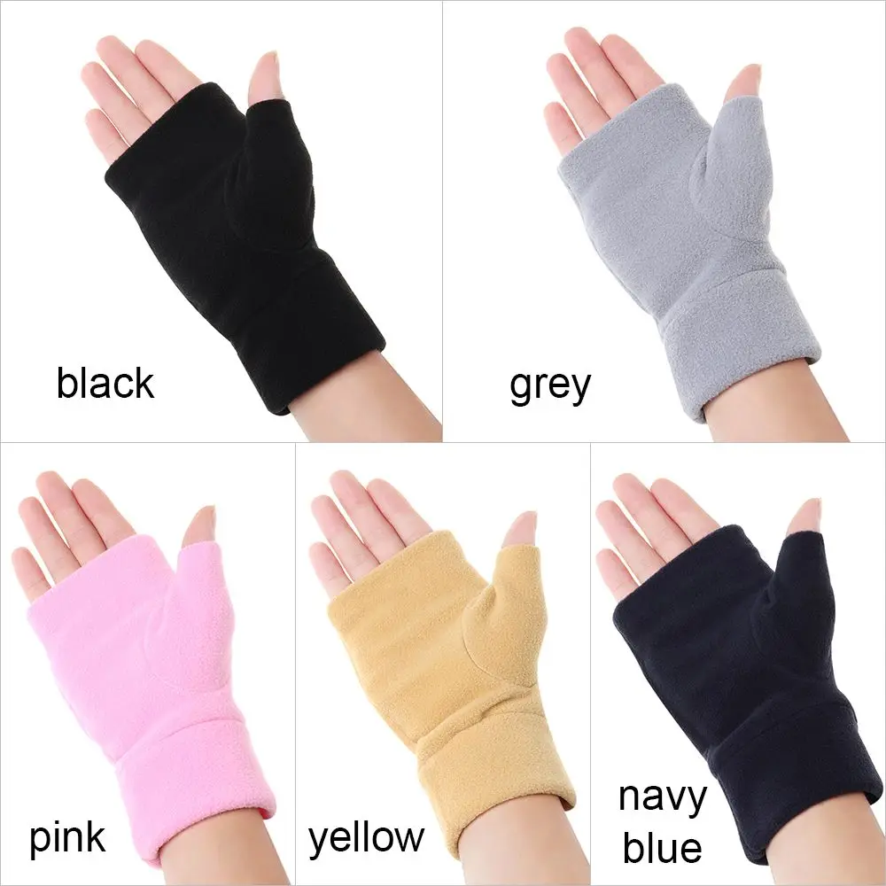 Winter Running Fitness Gloves Fleece Half Finger Gloves Fingerless Gloves Warm Mittens Driving Gloves