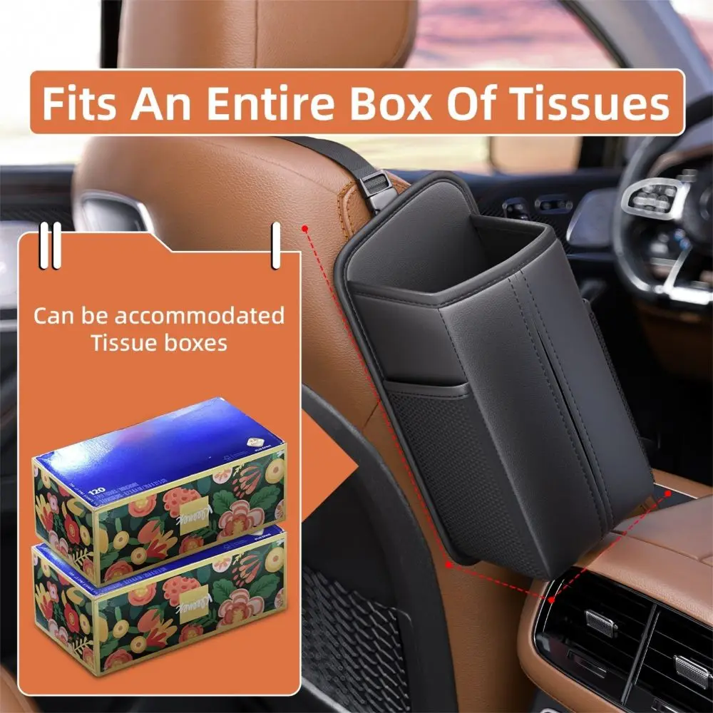 

Adjustable Car Seat Side Storage Bag Storage Box with Mesh Bag Car Tissue Case Large Capacity Waterproof Space Saving Organizers