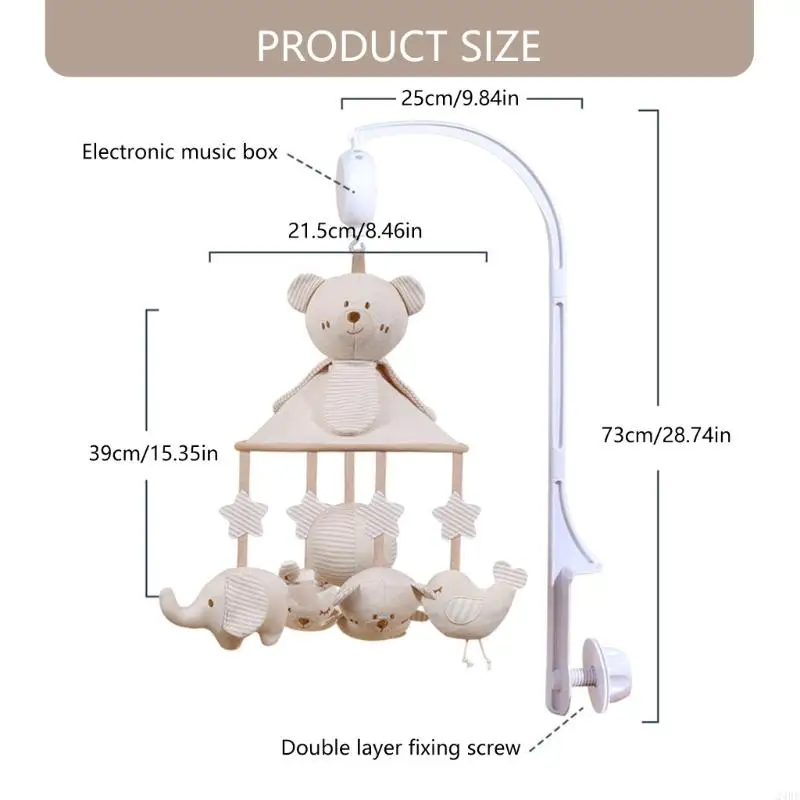 صندوق موسيقي كرتوني لعبة متنقلة للأطفال لعربة الأطفال قلادة معلقة مع ألحان مهدئة ولعبة تحفيز بصري 24BE #5