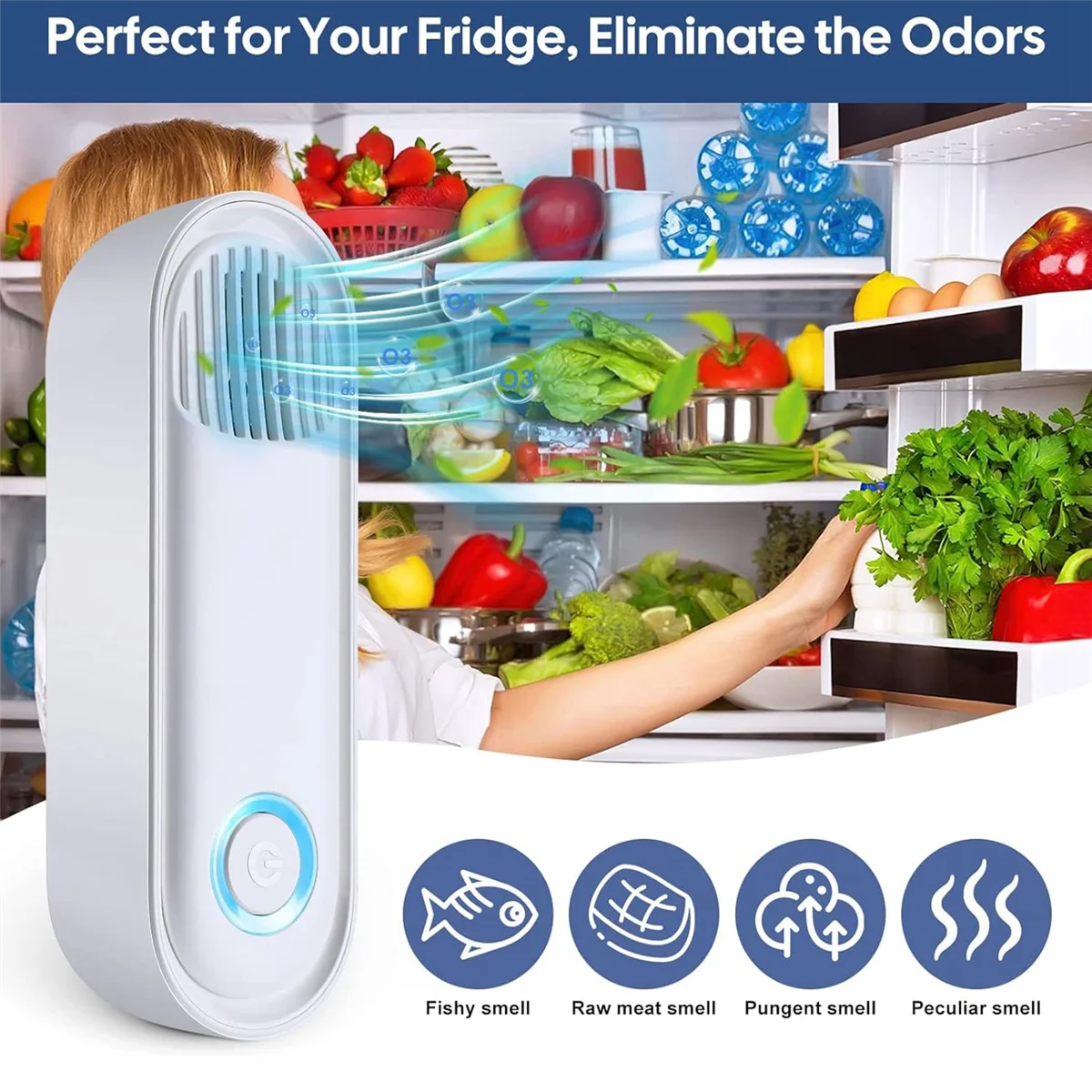 USB Fridge Deodoriser and Freshener Reusable O₃ Ozone Generators Fridge Fresheners Wall Mounted Fridge Odour Eliminator