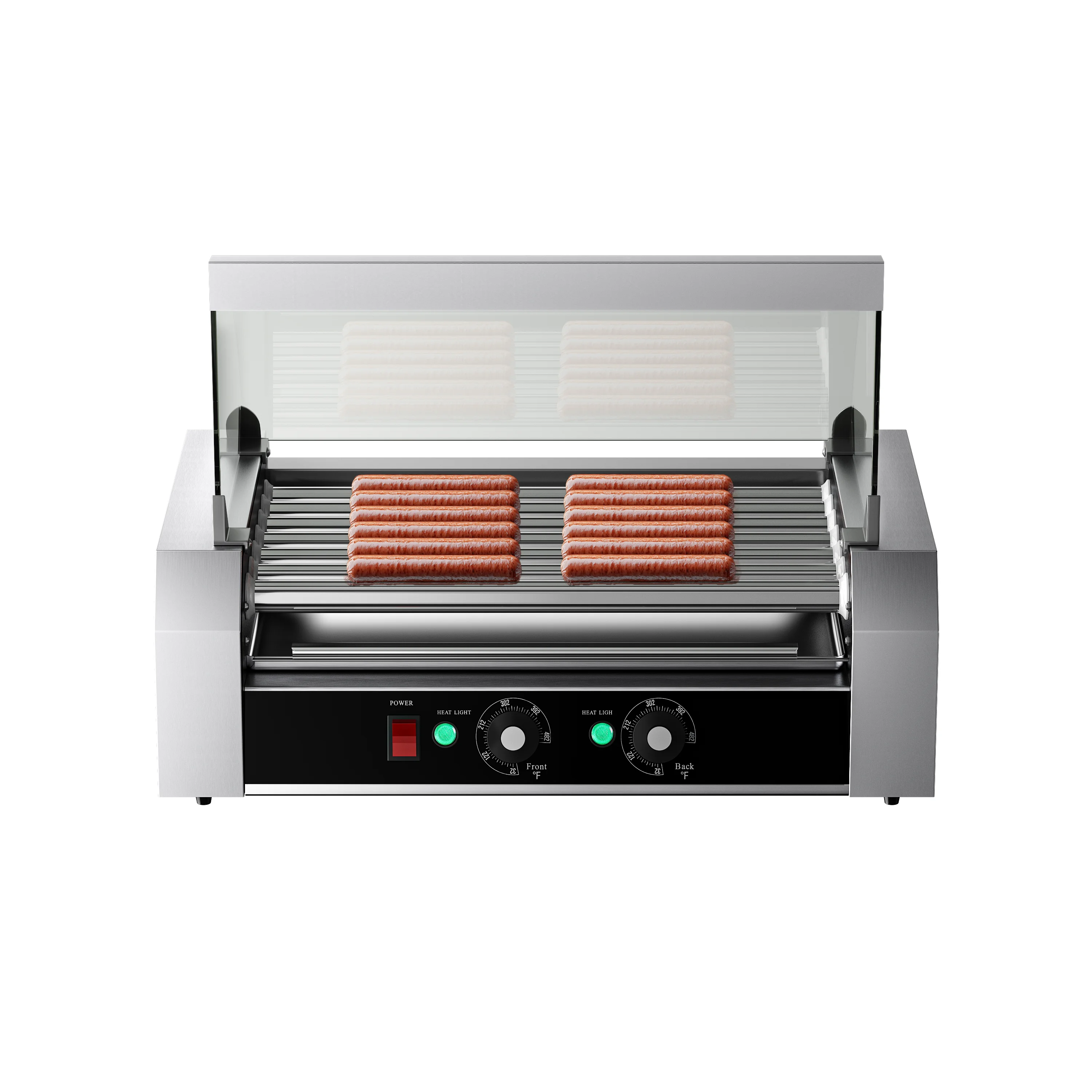 Hot Dog Roller Machine Dual Temperature Control for Commercial and Household Use,7 Non-Stick Roller
