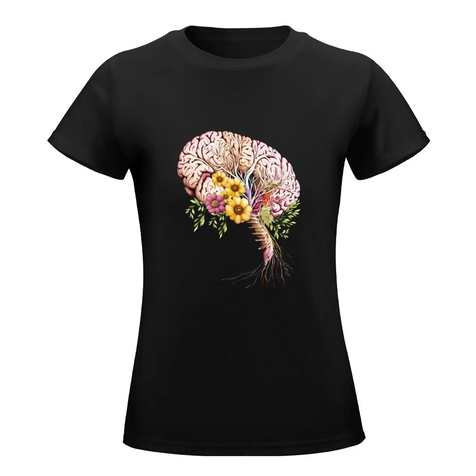 Botanical Side Brain, leaves, positivity, creativity, right hemisphere brain, health, Mental, mind T-Shirt