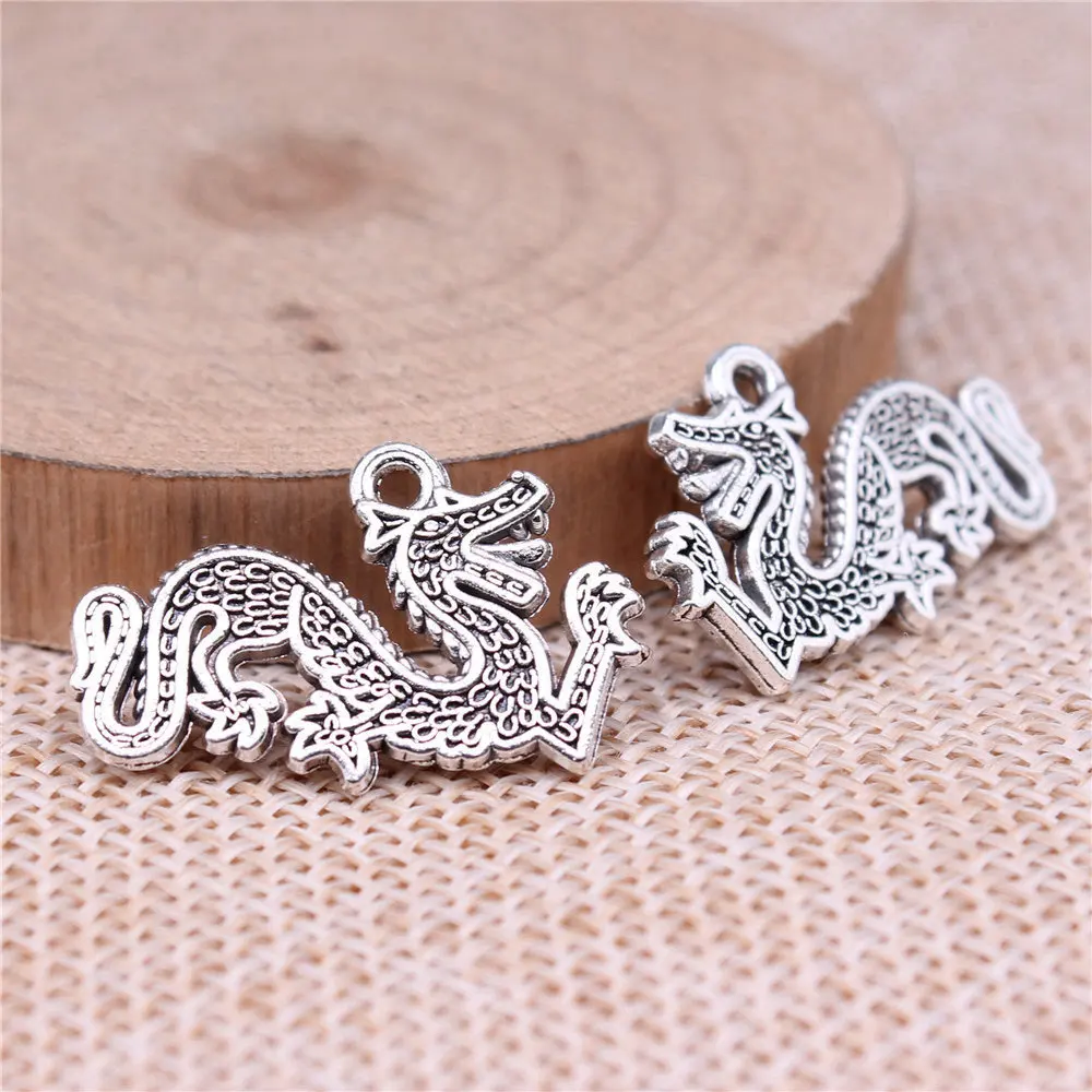 Findings Dragon Charms Jewellery Making Supplies 26x16mm 10pcs