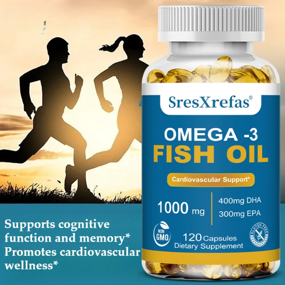 

Omega 3 Fish Oil - Natural Fish Oil Supplement To Support Brain and Heart Health - with 400mg EPA, 300mg DHA, Gluten Free
