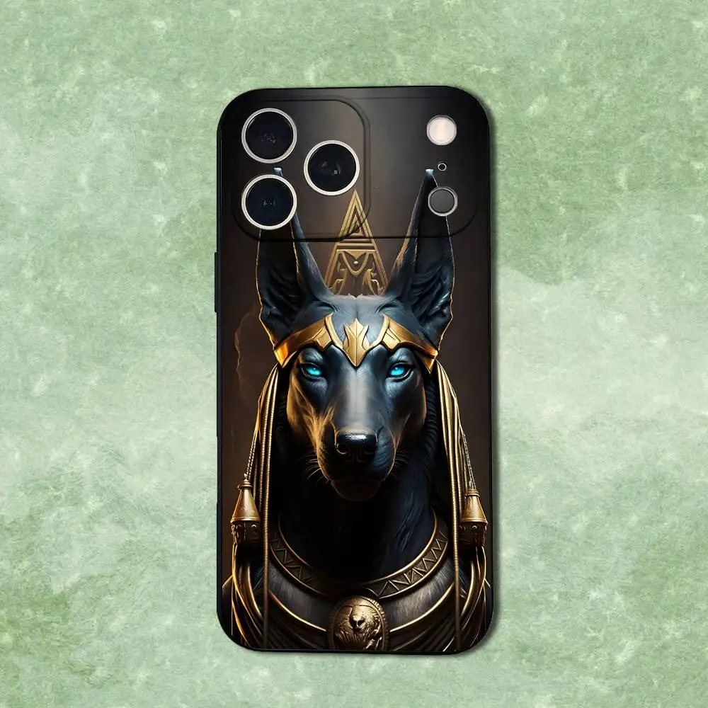 Anubis God Art Egyptian Phone Case For iPhone 14,13,17,12,11,16,15,Plus,Pro Max,XS,X,XR,SE,Mini,Soft Silicone Black Cover