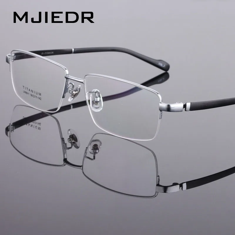 

MJIEDR Optical Eyeglasses Ultem Flexible Super Light Weight Prescription Optical Eye Glasses Frame Big Face Businessmen Titanium