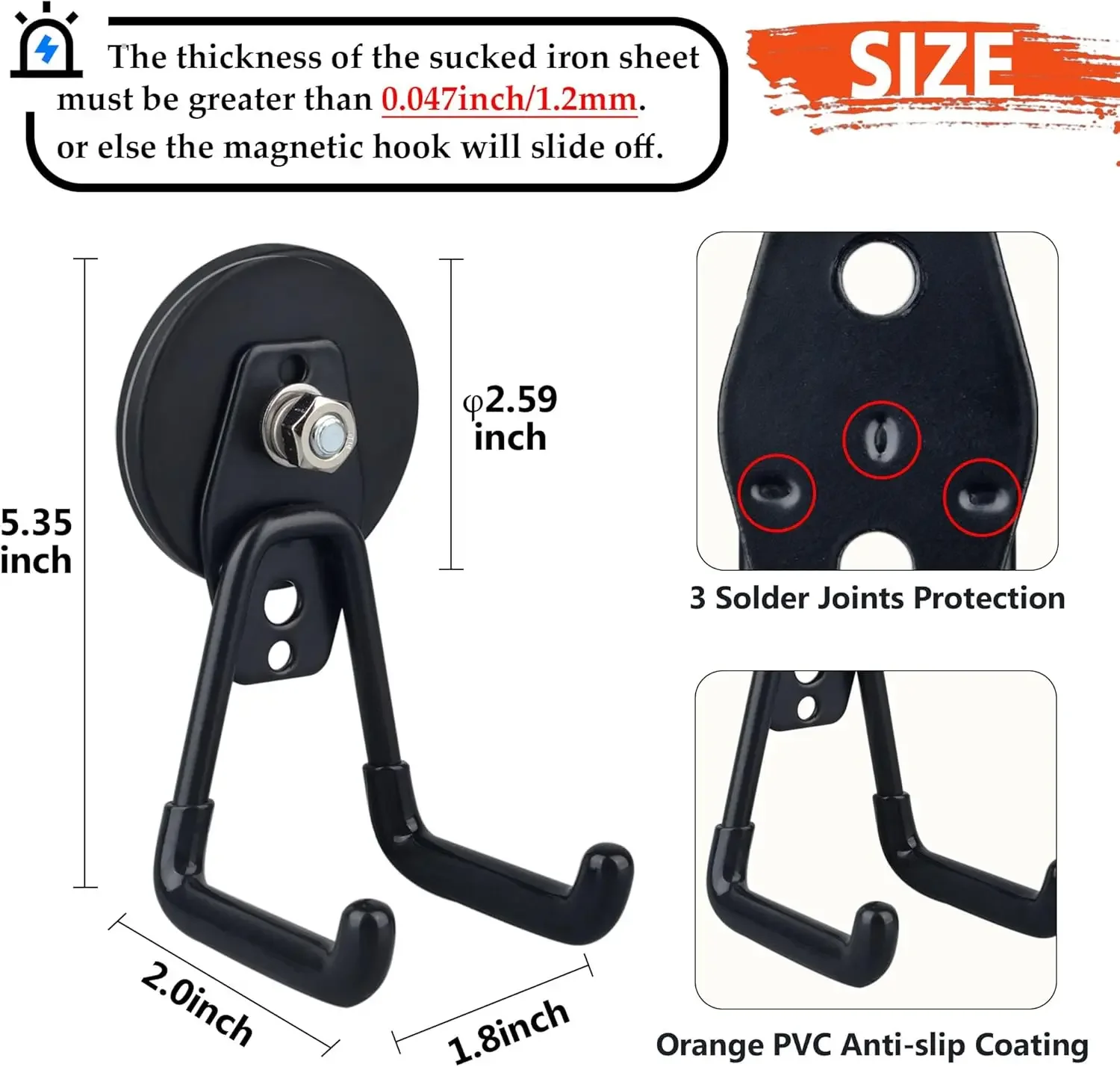 خطافات جراج مغناطيسية شديدة التحمل، 10 عبوات من خطافات مغناطيسية قوية كبيرة لمثقاب الطاقة وأدوات الحدائق والخرطوم والبيجبال والمرآب