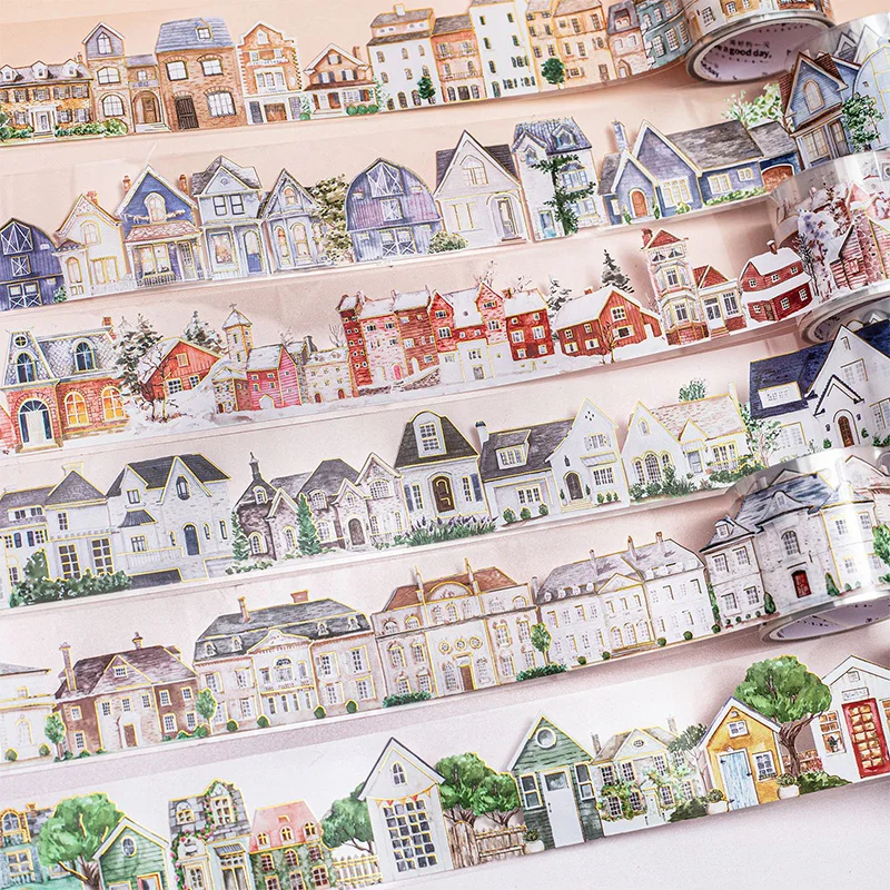 6 rolls - PET tape for rural small house landscaping, used for DIY scrapbook, handmade production
