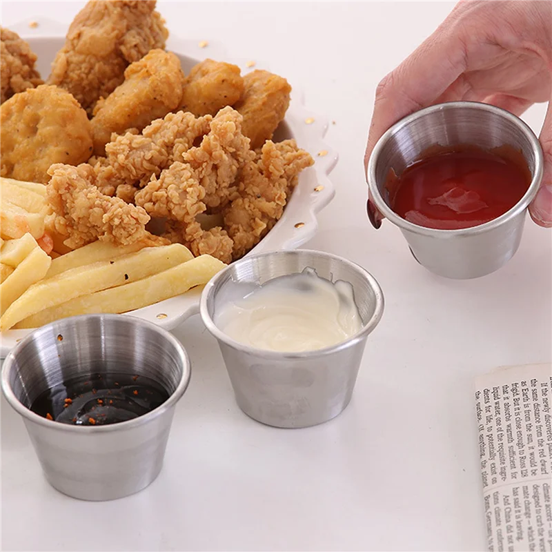 

A74U 48 Packs 1.5Oz/45Ml Condiment Sauce Cups Stainless Steel Dipping Sauce Cups Reusable Condiment Dishes
