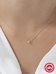 925 Sterling Silver Ins Clavicle Necklace For Women 18K Gold Korean Ins Minimalism Necklace Fine Jewelly Wedding Part Gift