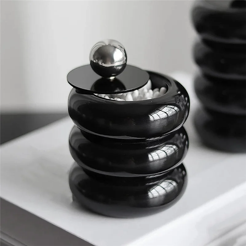 ABGR-Qtip 홀더 디스펜서 수지 면봉 디스펜서 데스크탑 항아리 욕실 북유럽 스타일 욕실 캐니스터 보관 내구성 A