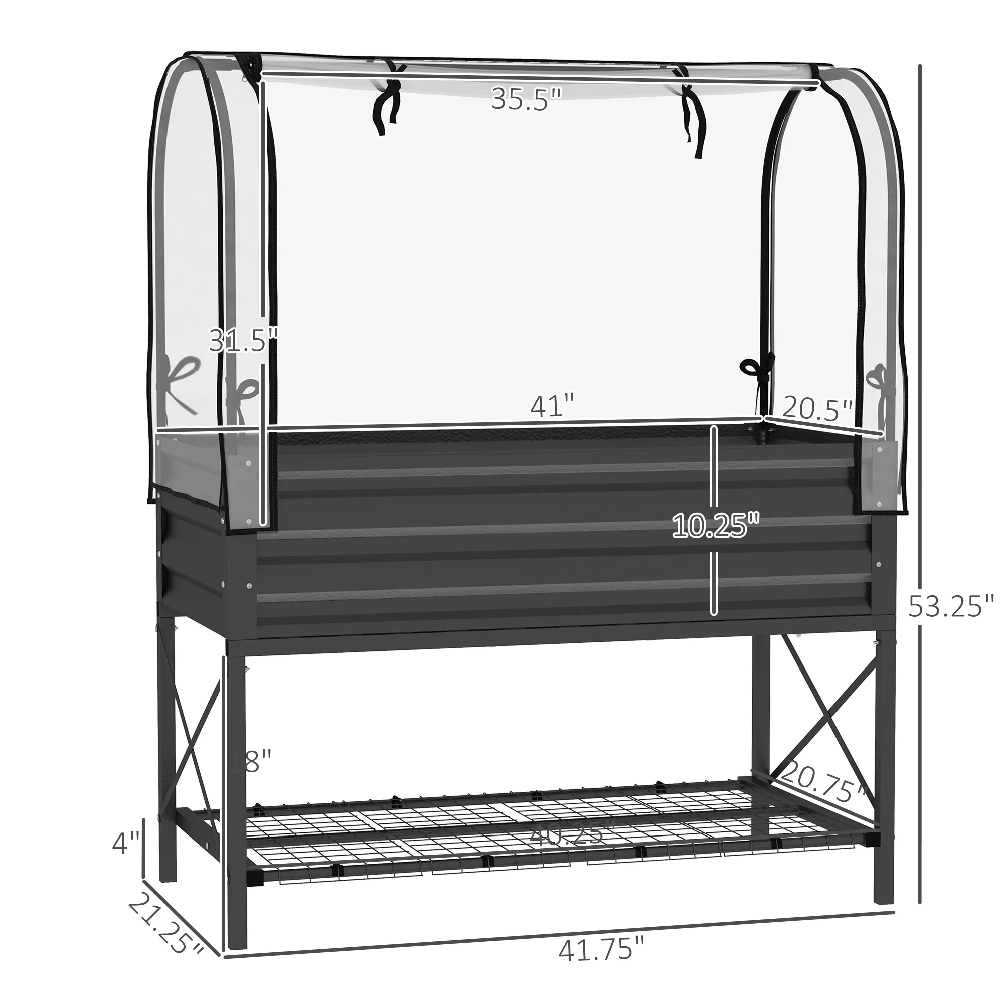 Metal Elevated Planter Box,Raised Garden Bed with Legs and Cover,with Bottom Shelf and Liner for Vegetables