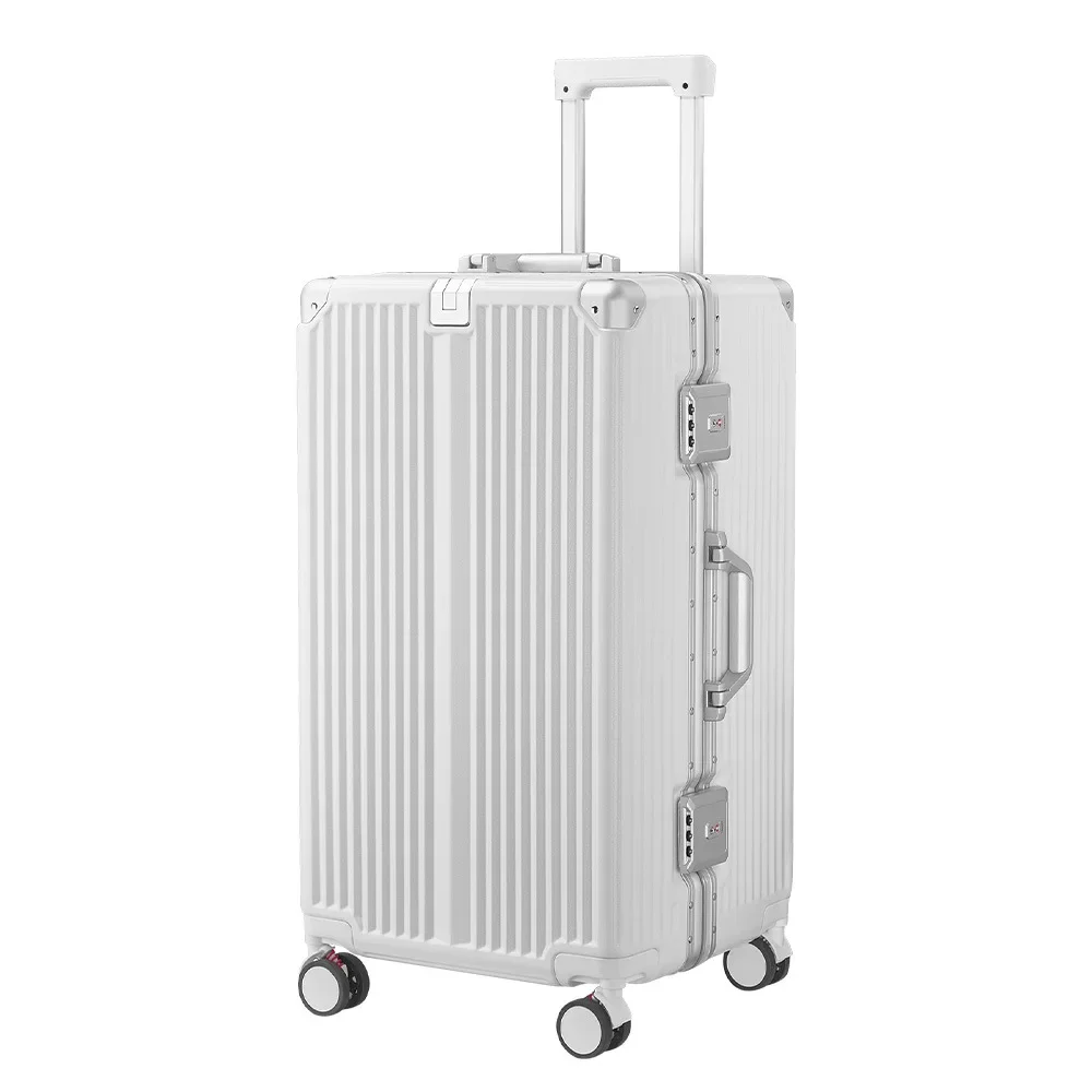 #24/30 Inch Thickened Aluminum Frame Luggage, Large Capacity Anti-Shock Multi-Functional Trolley Case with Password Lock