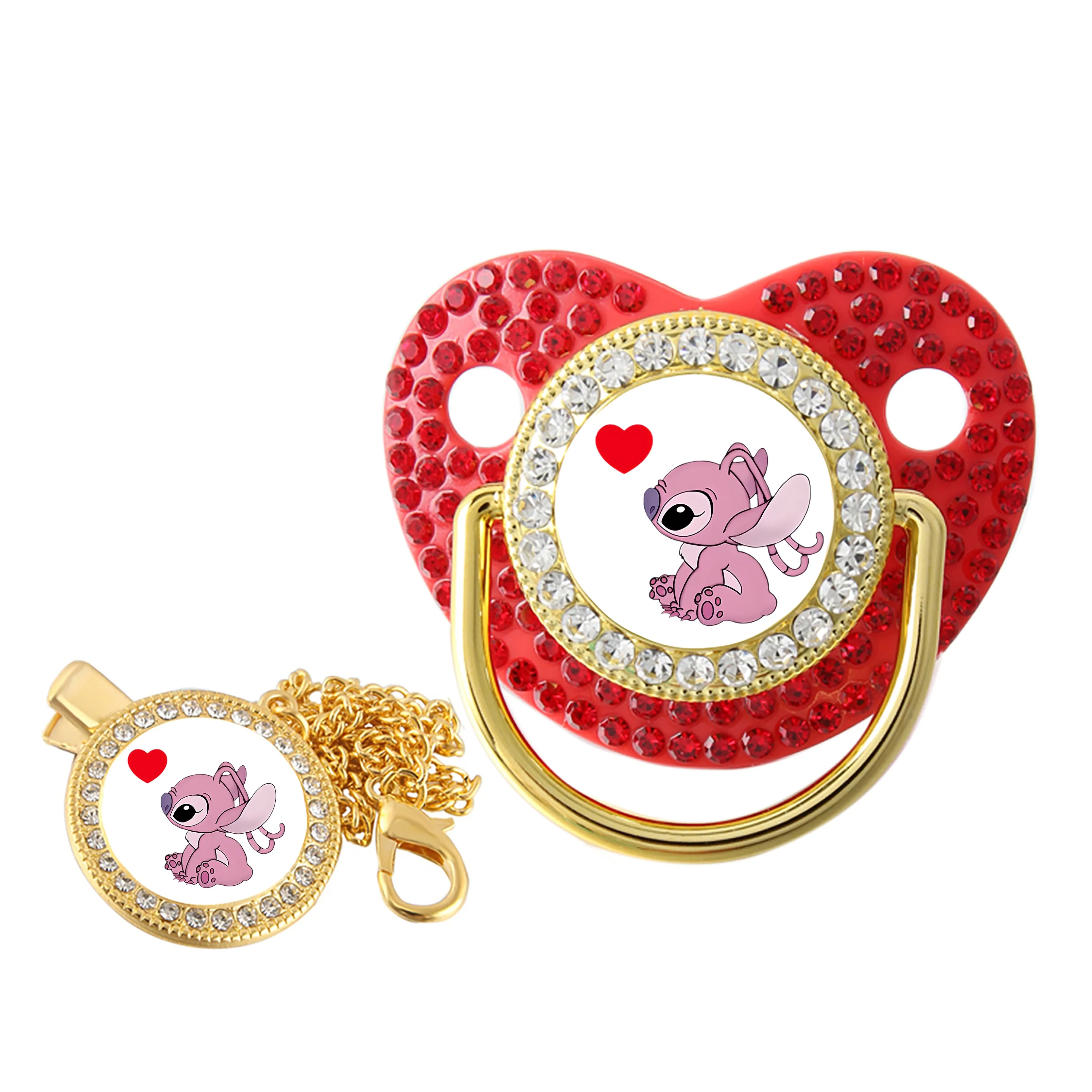 Новые мультяшные полностью алмазные детские пустышки и зажим на цепочке, детские пустышки, безопасные силиконовые подушечки для прорезывания зубов для новорожденных, игрушки для жевания полости рта