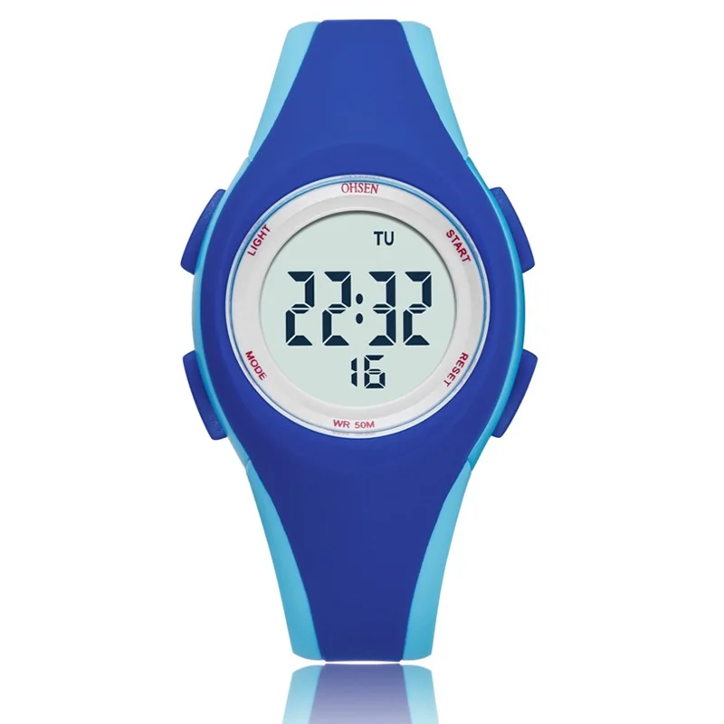 Camouflage Green Kids Sport Watches 50M Waterproof Blue Silicone Watch Children Electronic Wristwatches Stopwatch For Boys Girls