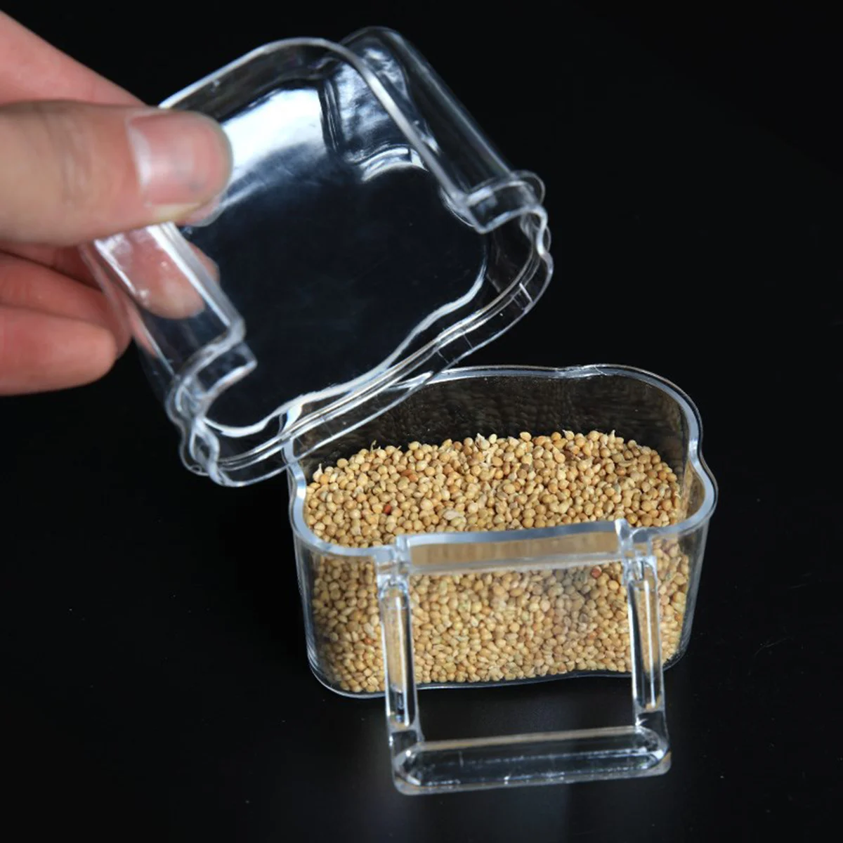 

Pet Transparent Acrylic Bird Feeder Cage Food Water Container Feeding Cup Dispenser Durable Easy Install Bird Cage Feeder