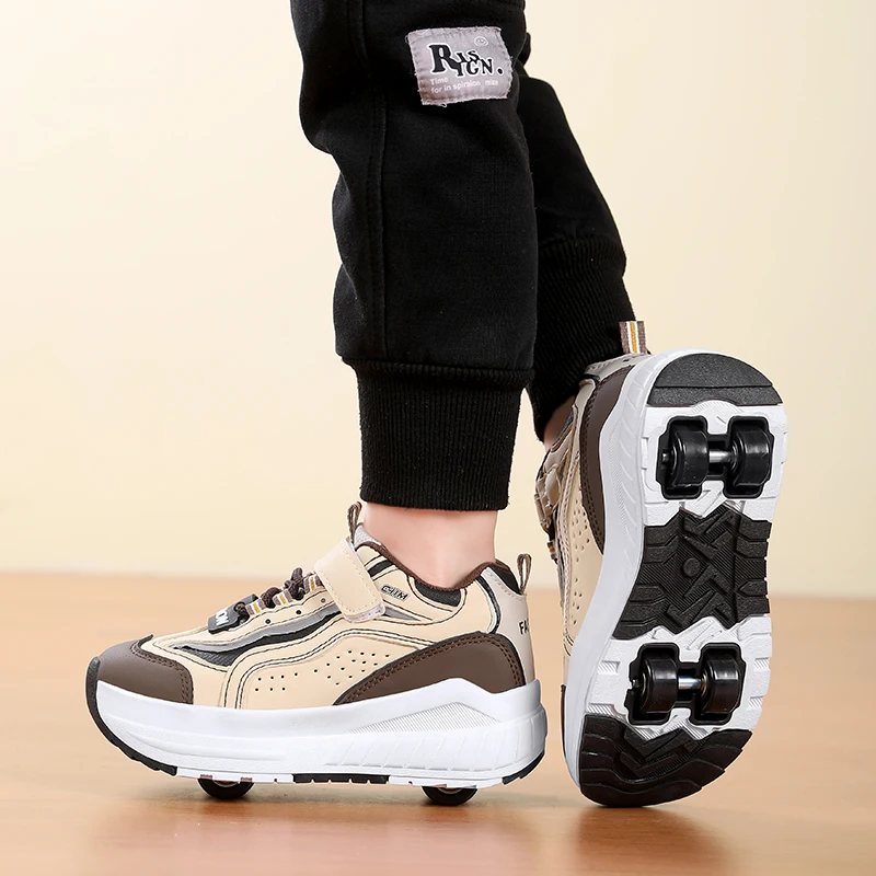 Children Junior Roller Skate Shoes Kids Sneakers with Four Wheels Boys Girls Shoes Outdoor Walking Shoes Casual Kids Sneakers view 3