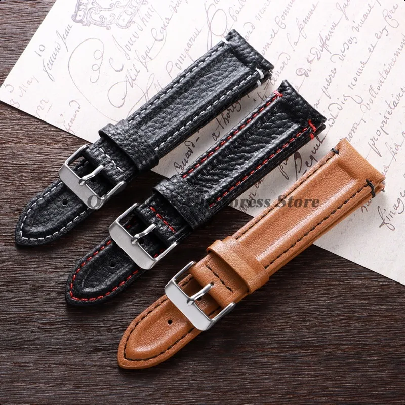 20 مللي متر 22 مللي متر جلد العجل حزام (استيك) ساعة الإفراج السريع الرجعية الأشرطة ل سايكو الأعمال أساور النساء الرجال استبدال لينة معصمه