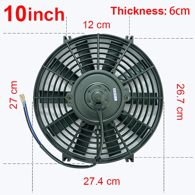 8 9 10 12 14 inch universele slanke ventilator push-pull elektrische radiateurventilator luchtzuigtype koel- en montageset 12V 80W 2100 RPM