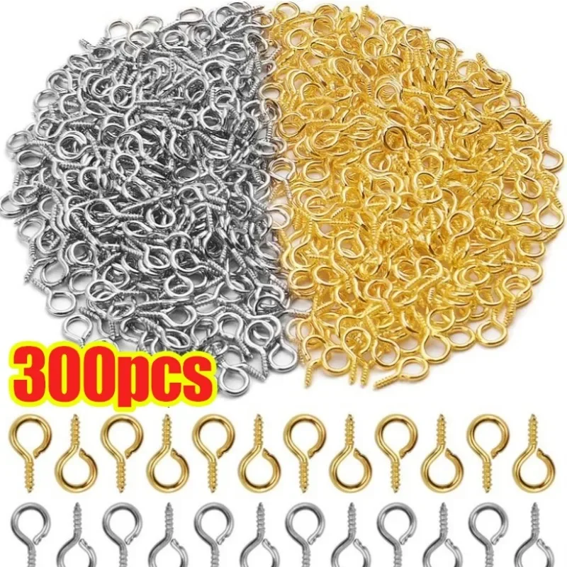 Mini Screw Eye Pins Stainless Steel Screw Eyepins Threaded Hooks Clasps DIY Bracelets Earrings Jewelry Findings Wholesale