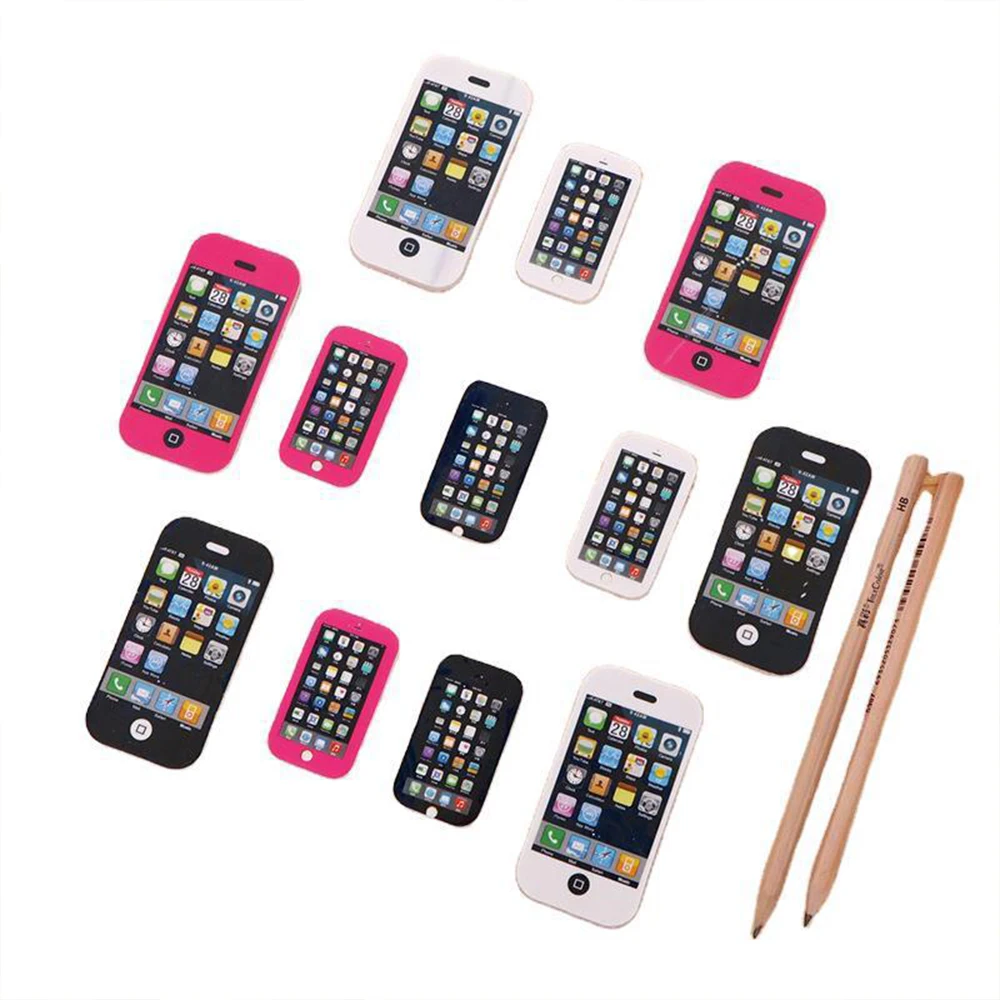 Creative Mobile Phone Shape Pencil Eraser Cartoon Cute School Supplies Erasers Kids Stationery Rubber Pad Gift Office Supplies