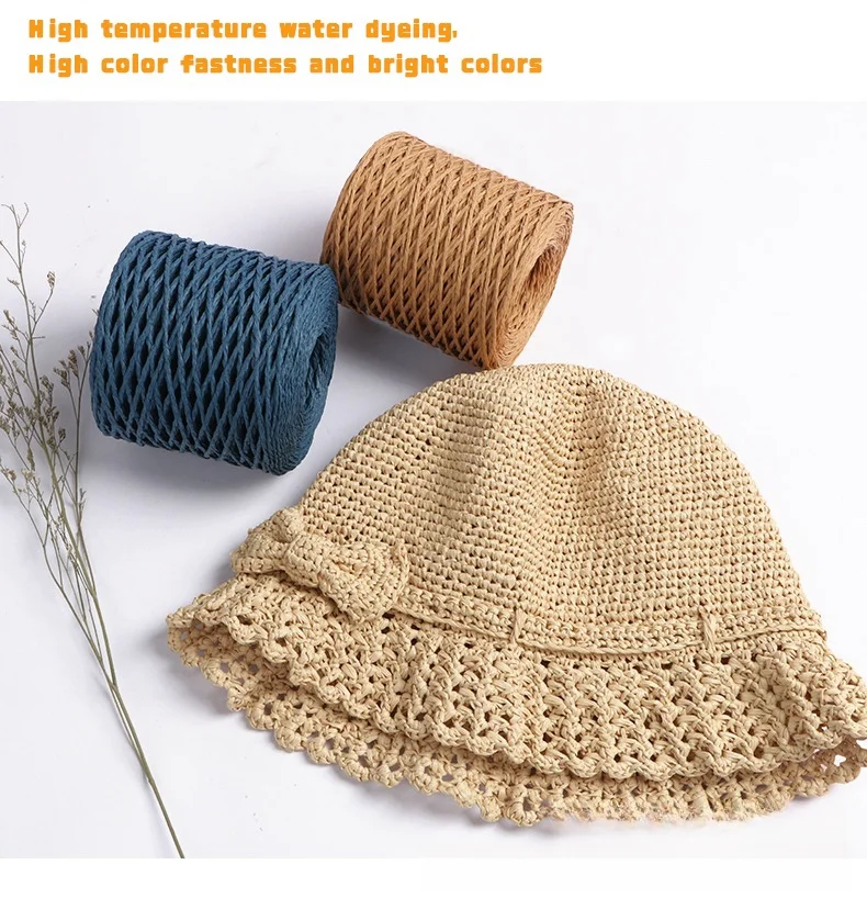 190g Raffia Yarn, Straw Paper Yarn Made in Bamboo Fiber, Handmade DIY Materials, Suitable for Making Summer Hat, Slippers, Bags, Cup Sets, Various Cute Ornaments, Hanging Ornaments, Ropes for Wrapping image 5