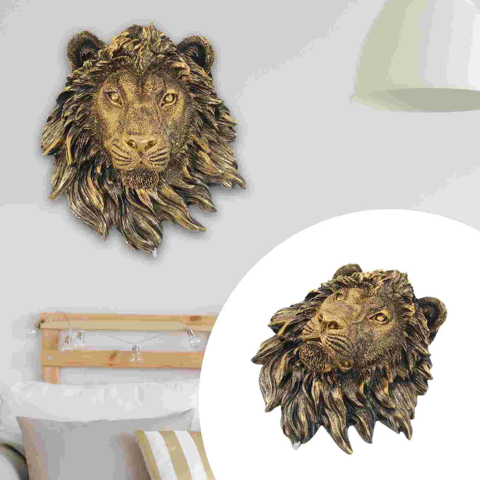 

Imitation Copper Lion's Head Deer Artifacts/ Antiques Animal Statue Large Wall Decor Sculpture Brass